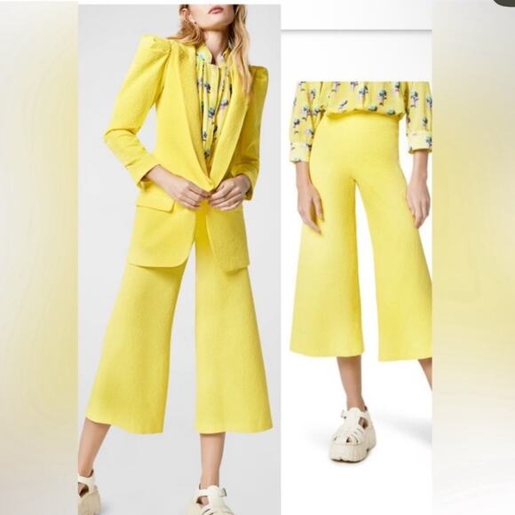 Smythe Pants - Smythe Seersucker Wide-Leg Gaucho Pants Neon Yellow